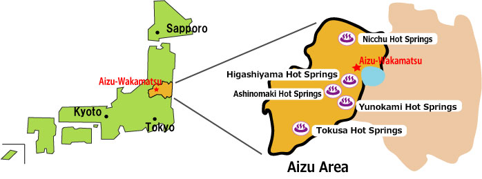 Hot Springs Map - Aizu Area